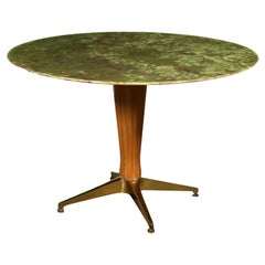 Table Stained Beech Brass Onyx, Italy, 1950s