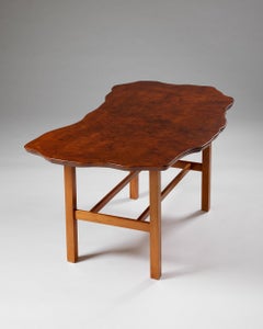 Mid-Century Swedish mahogany and walnut table from the 1950s