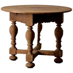 Table Swedish Baroque Drop-Leaf 18th Century Oak, Sweden