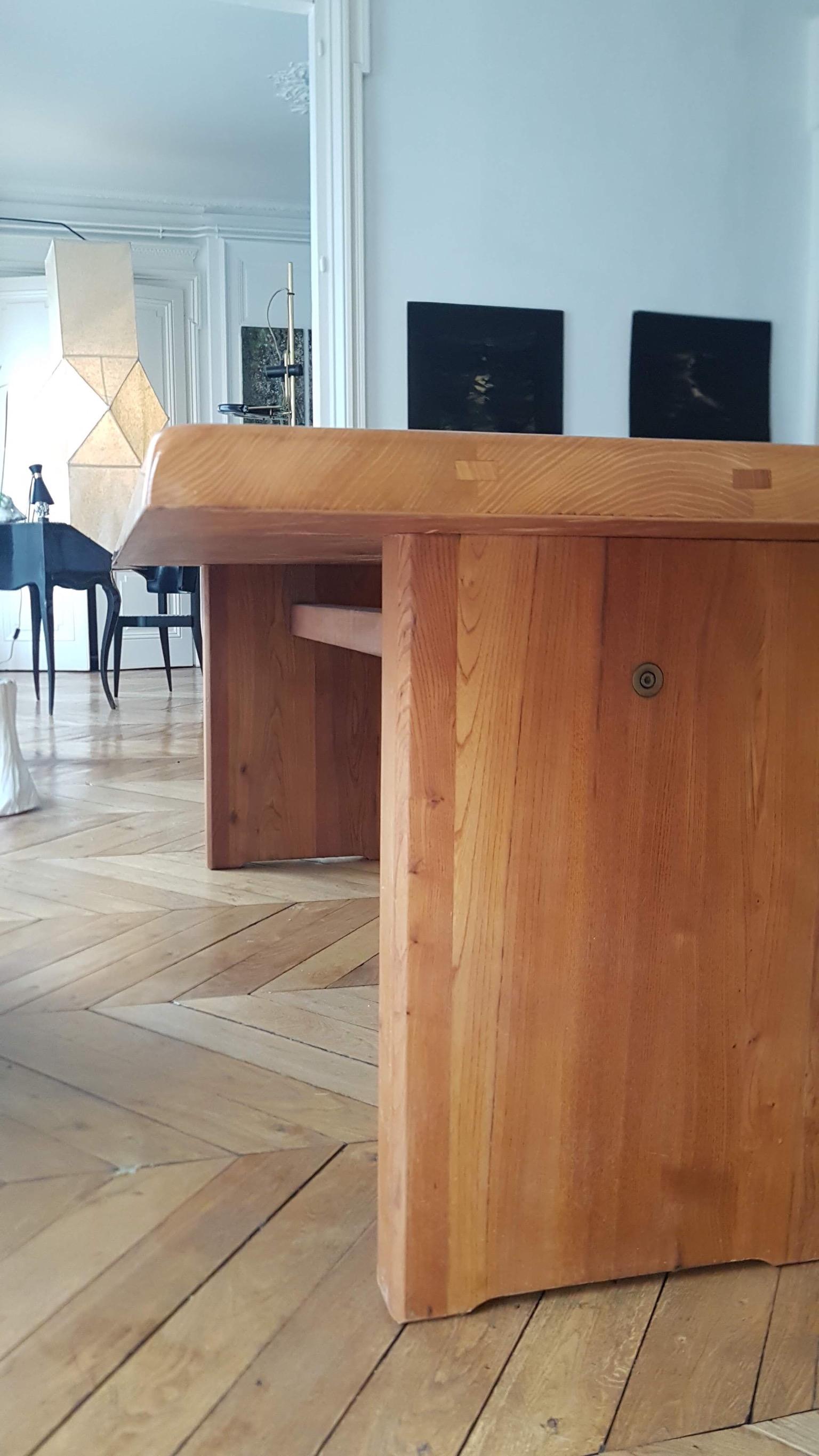 Table T 14 D Pierre Chapo, 1968 in French Elm 226 cm 1