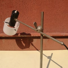 Table Lamp in Steel, with Plexiglass White and Marble Base, 1950s