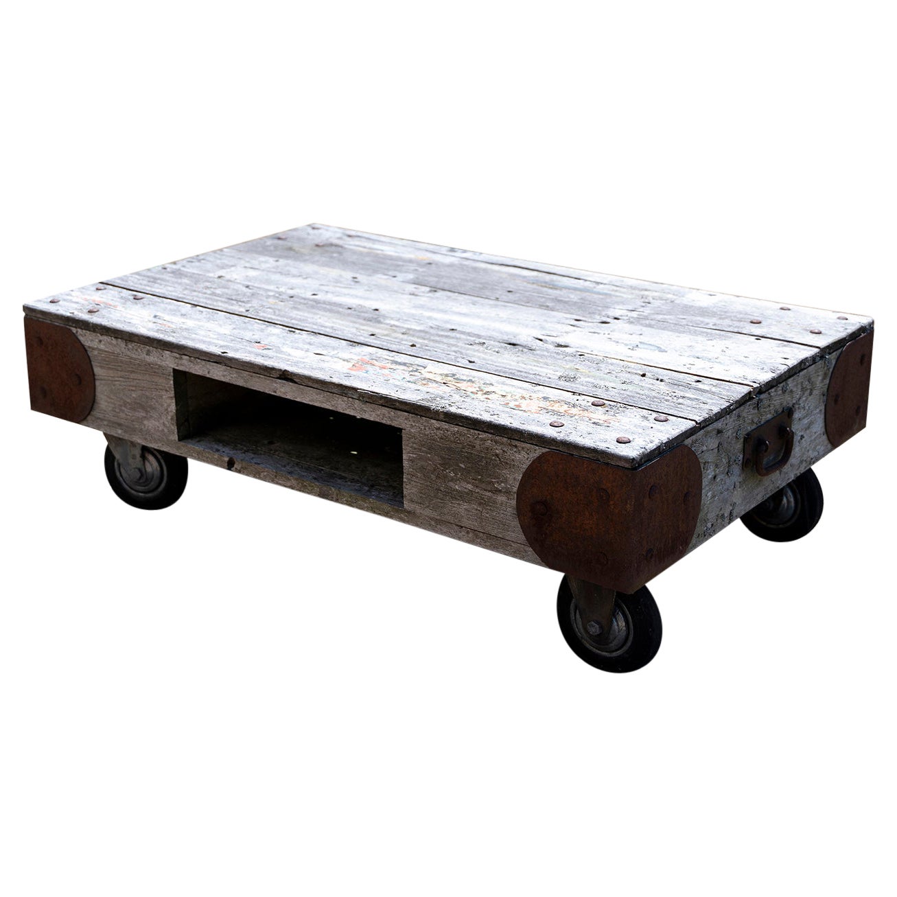 Tavolo in teak per giardino, patio, giardino d'inverno e ripostiglio, con rotelle mobili. in vendita