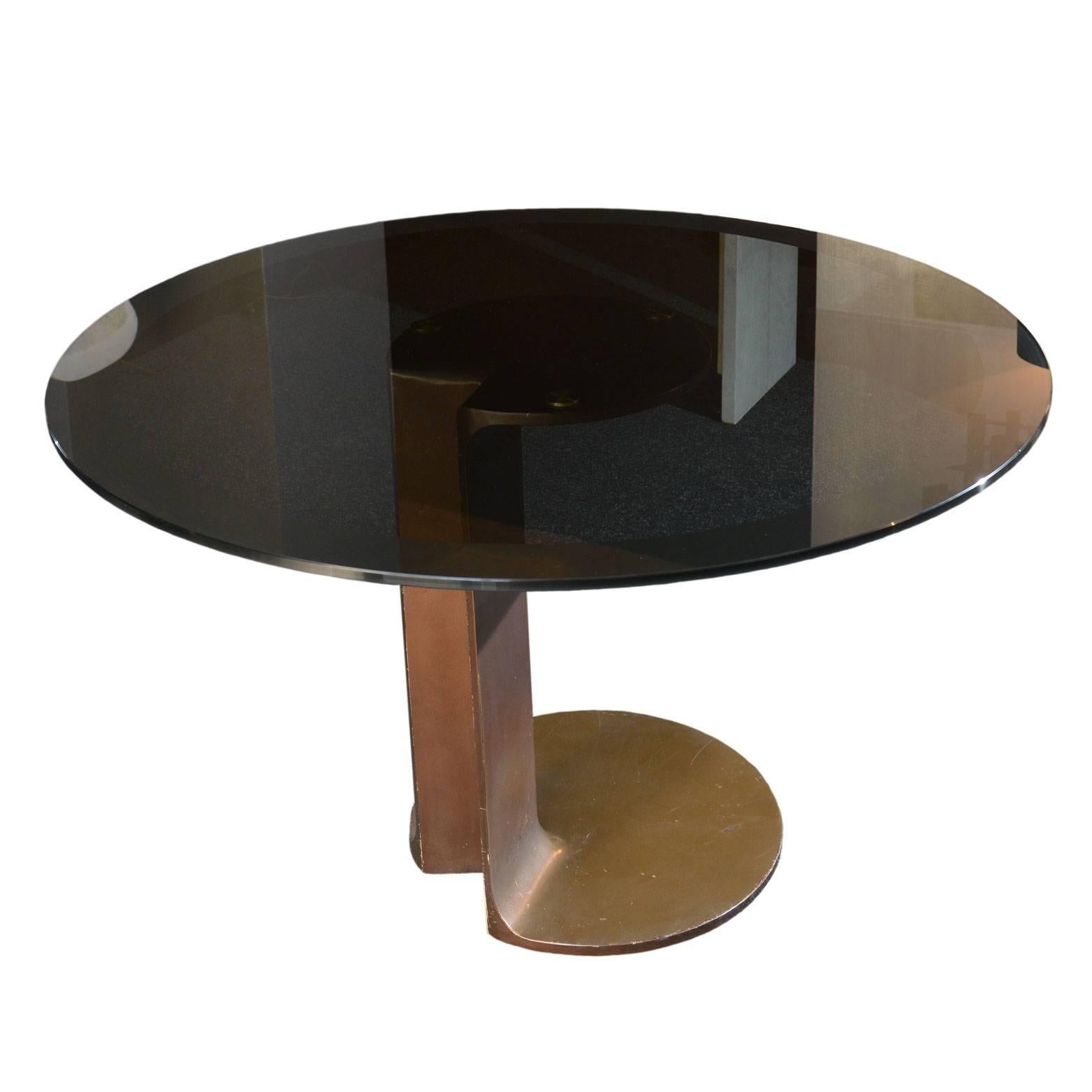 Table TL59 in Bronze and Glass by Afra and Tobia Scarpa, Italy, 1975 In Excellent Condition In Roma, IT