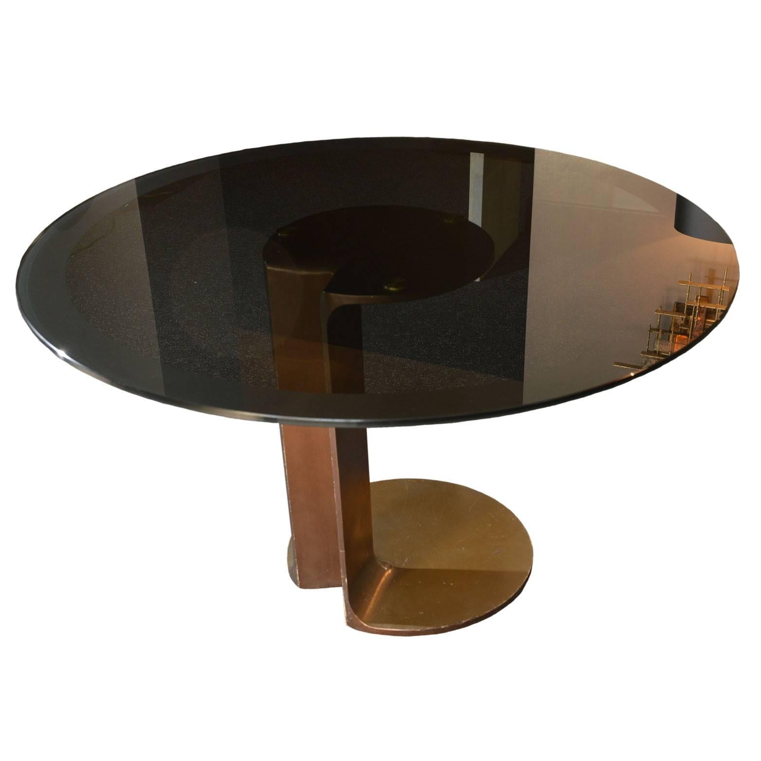 Table TL59 in Bronze and Glass by Afra and Tobia Scarpa, Italy, 1975
