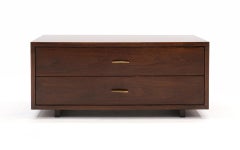 Table Top Jewelry Chest, Walnut, Brass Pulls Edward Wormley for Dunbar, Signed