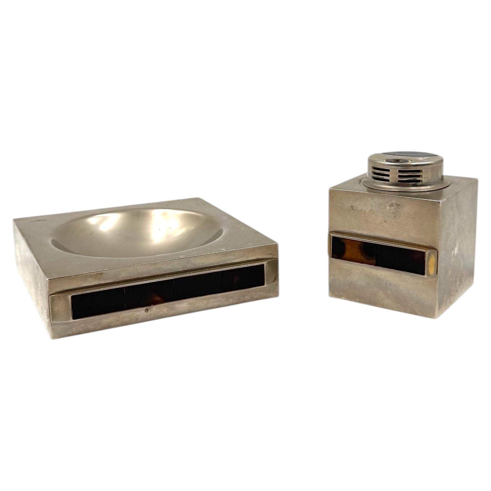 Table top smoking set, ashtray and table lighter, Italy 1970