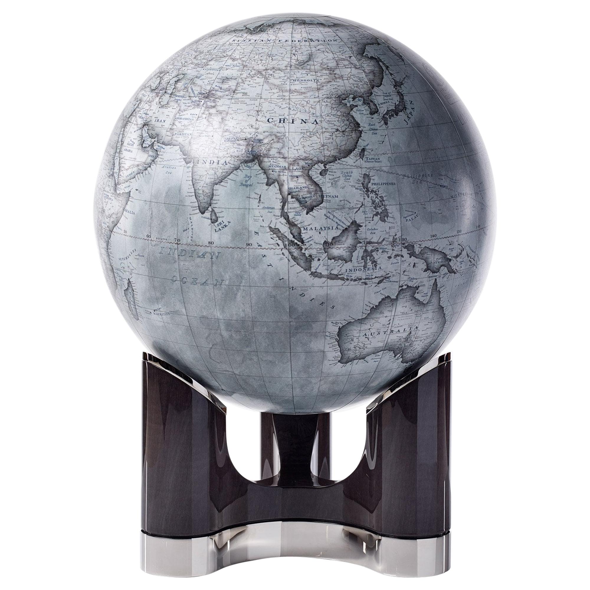 Table Top Tellus Globe, Grey and Charcoal For Sale