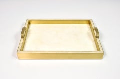 Vassoio da tavolo in cristallo di rocca bianco e ottone di Ginger Brown