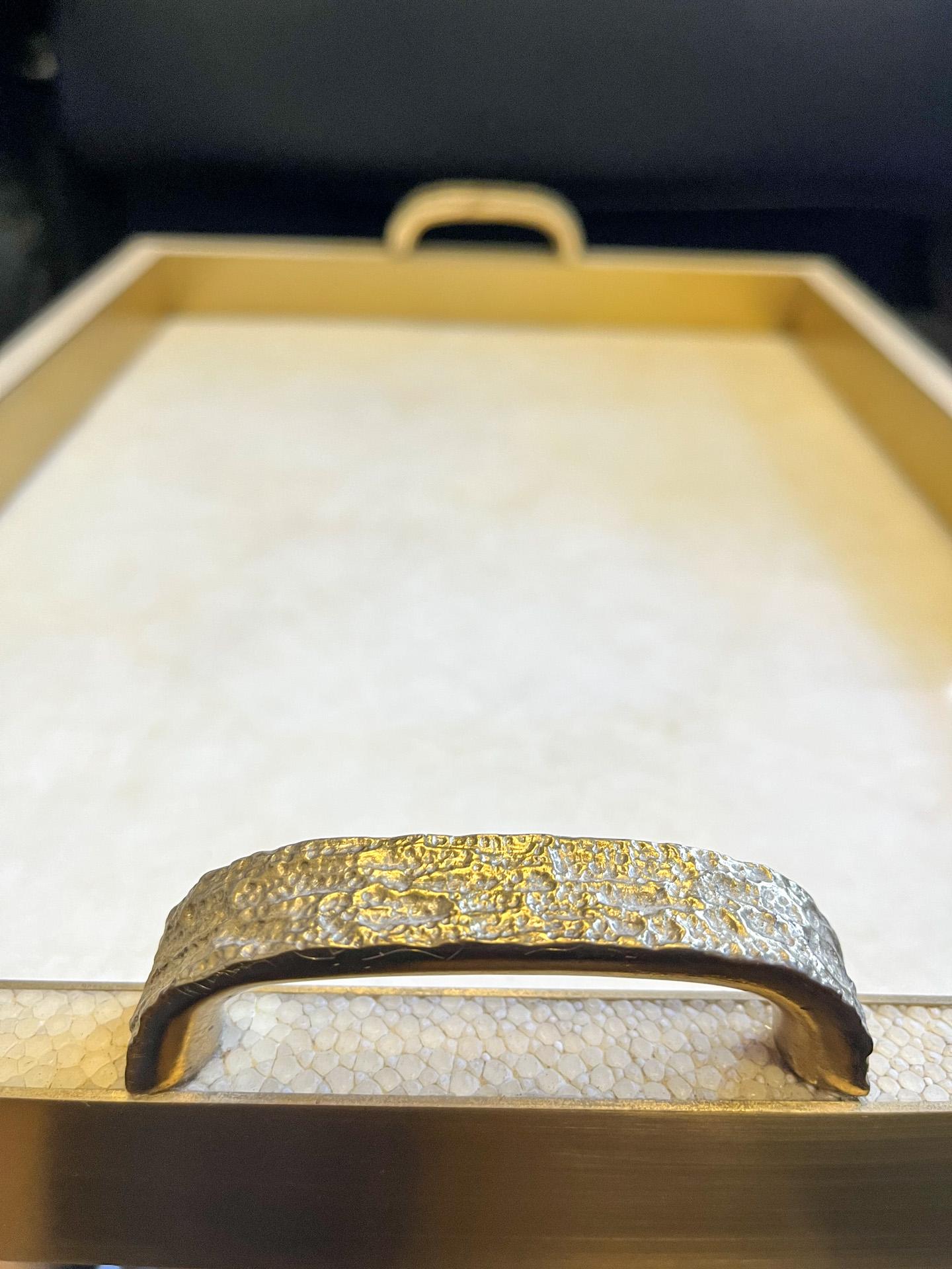Other Table Tray Made of White Rock Crystal and Brass by Ginger Brown For Sale