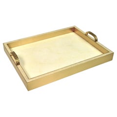 Table Tray Made of White Rock Crystal and Brass by Ginger Brown