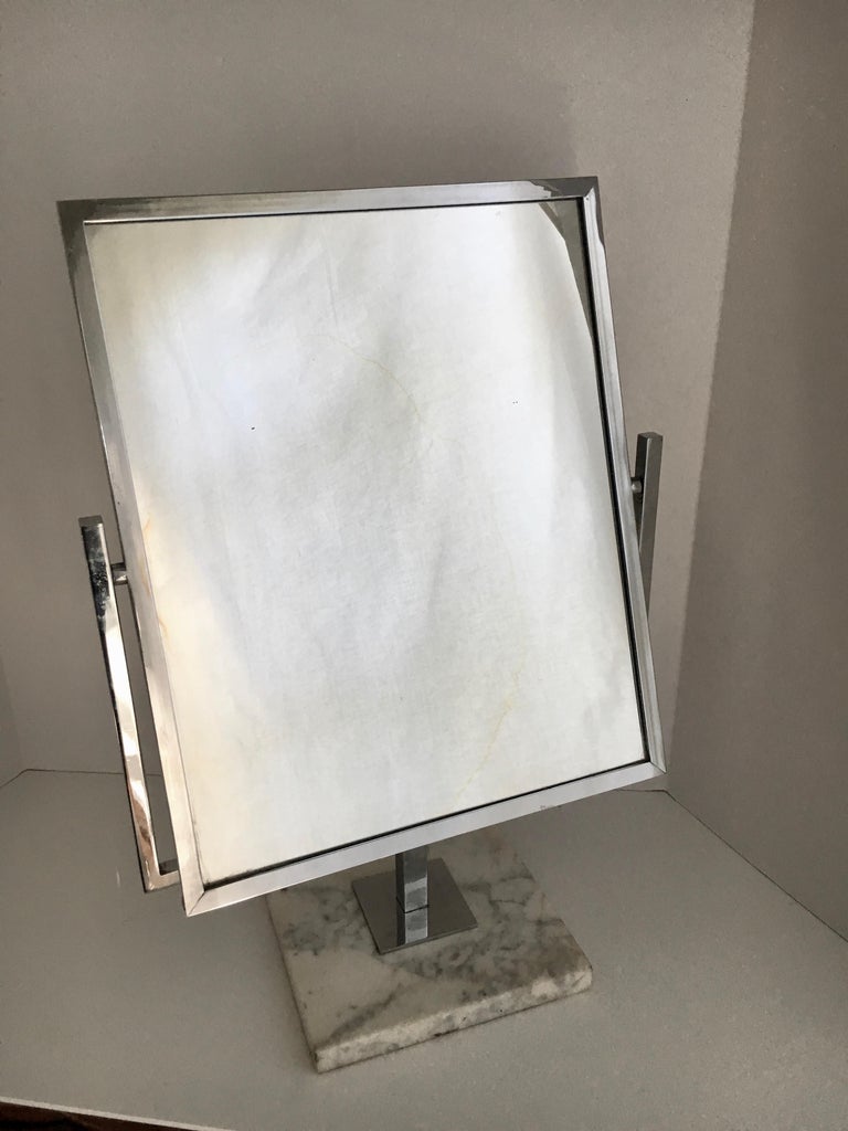 Table Vanity Mirror on Marble Base after Charles Hollis Jones For Sale
