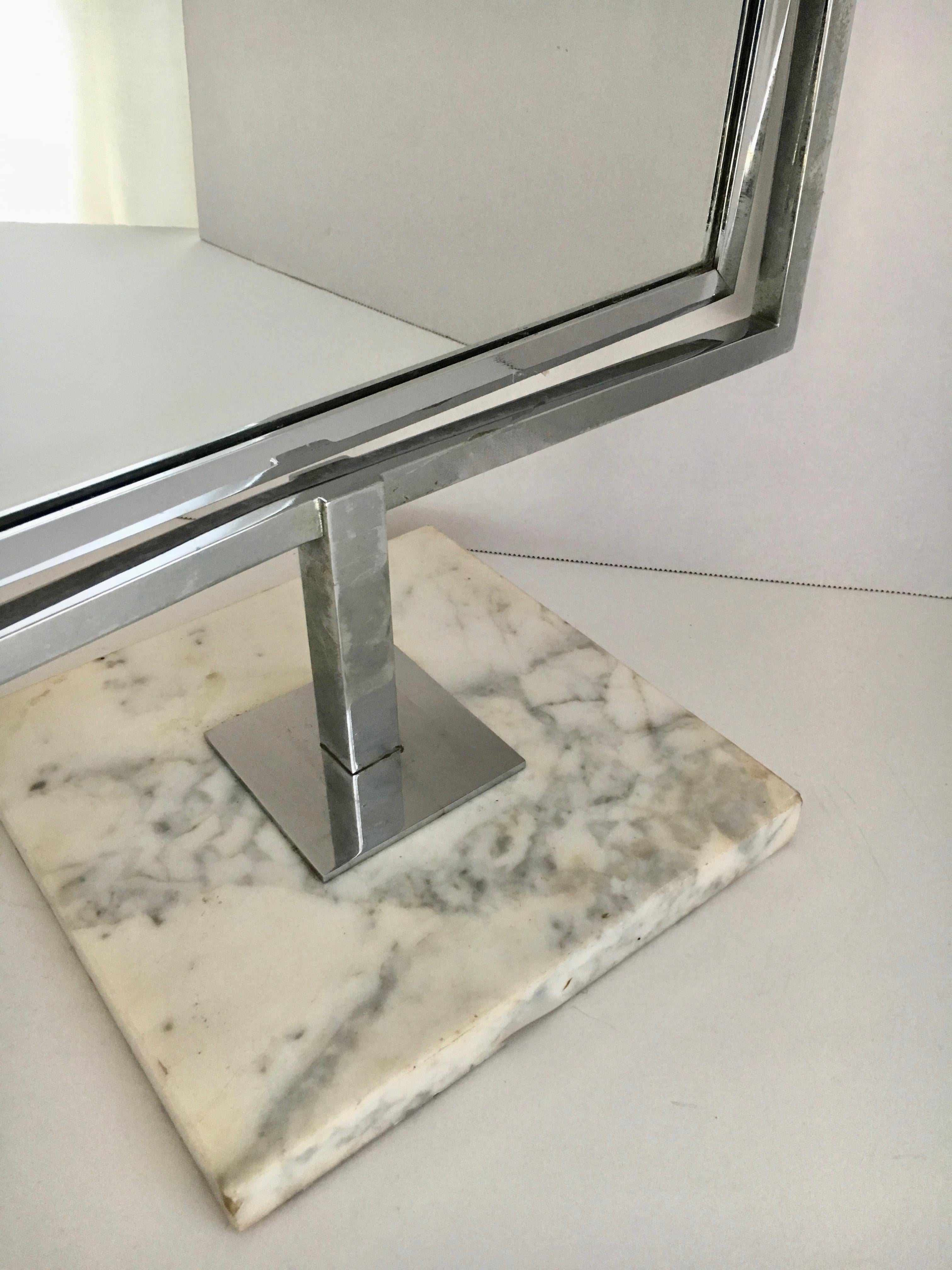 Table Vanity Mirror on Marble Base after Charles Hollis Jones In Good Condition In Los Angeles, CA