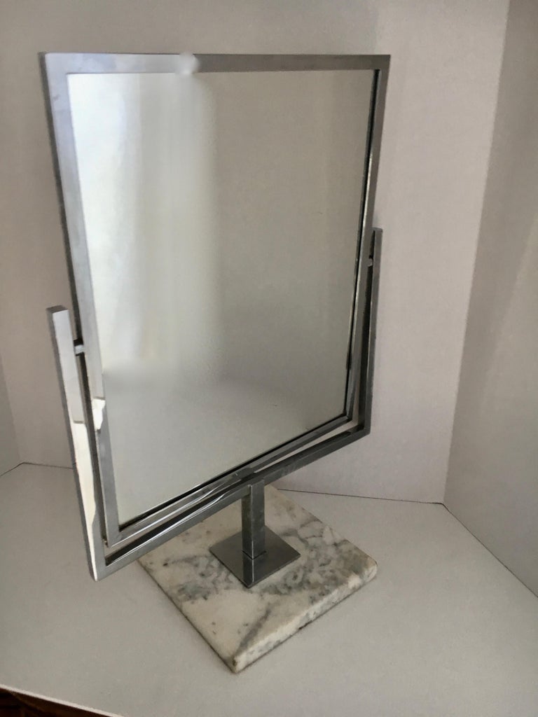 Table Vanity Mirror on Marble Base after Charles Hollis Jones For Sale