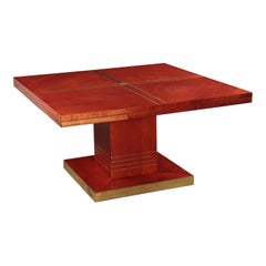 Table Veneer and Brass italy 1980s Italian Prodution