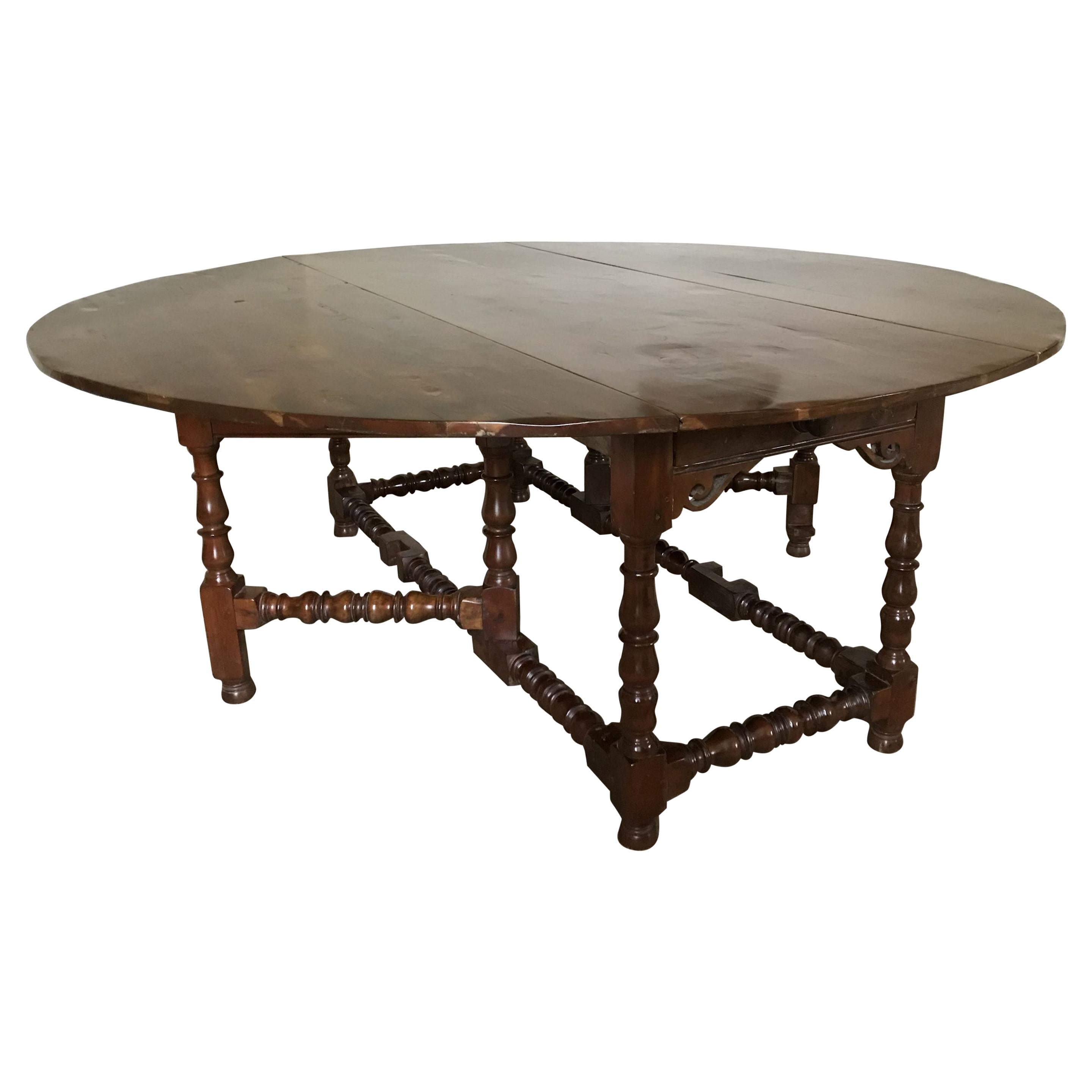 Table, Vintage Baroque-Revival, Yewwood, Gateleg