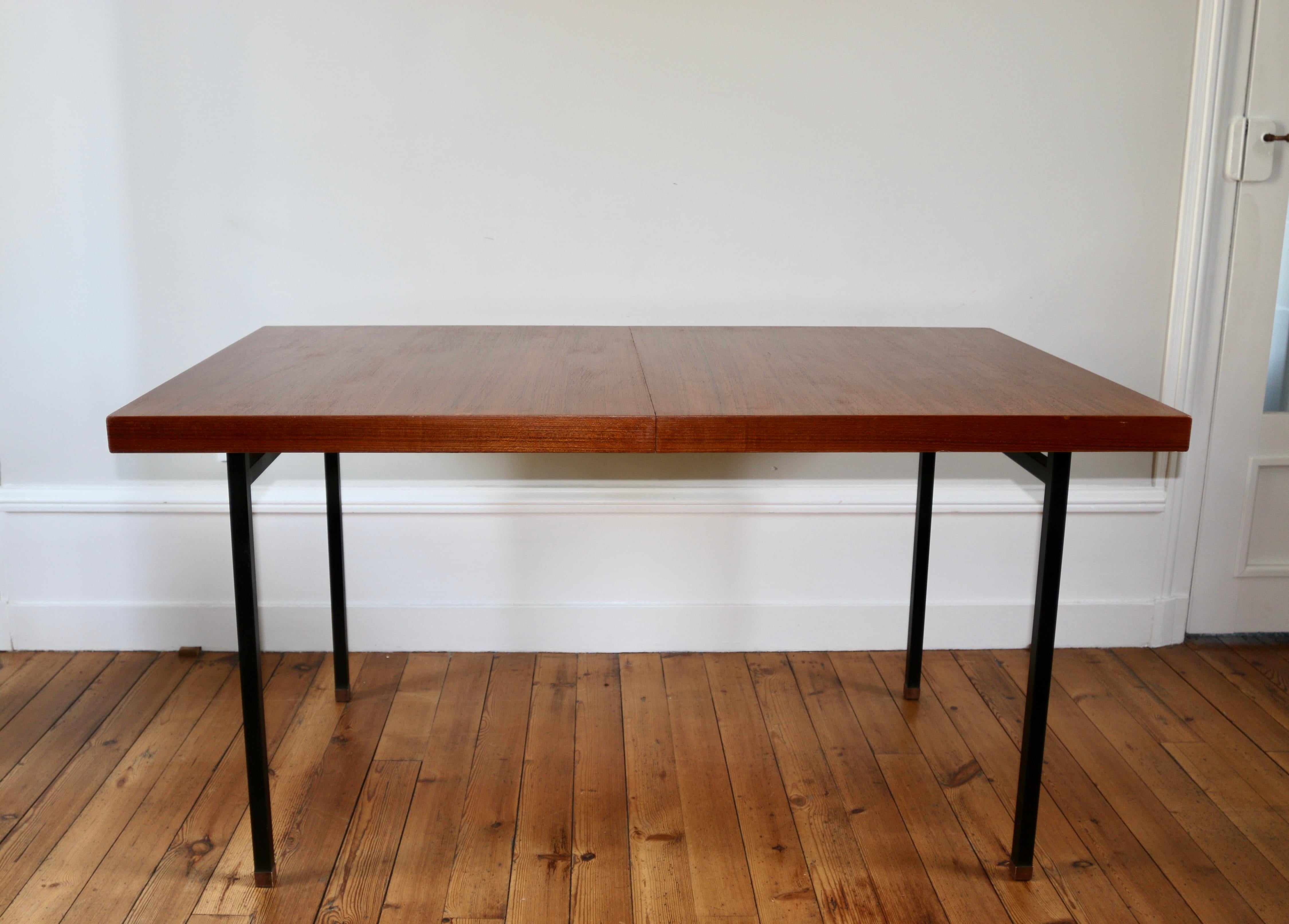 Mid-Century Modern Table vintage moderniste teck Paul Geoffroy Roche Bobois 1960 For Sale
