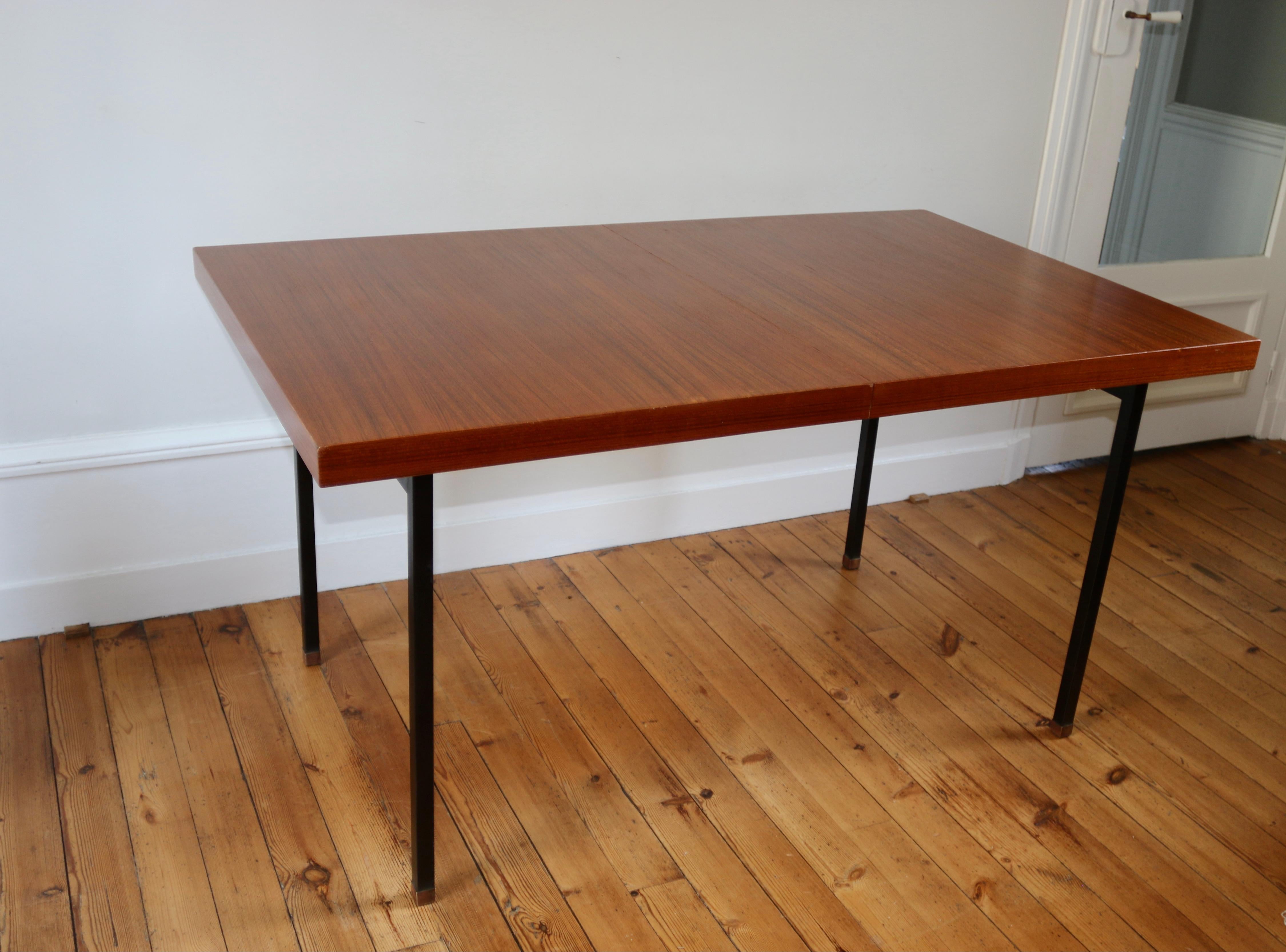 Table vintage moderniste teck Paul Geoffroy Roche Bobois 1960 In Fair Condition For Sale In NANTES, FR