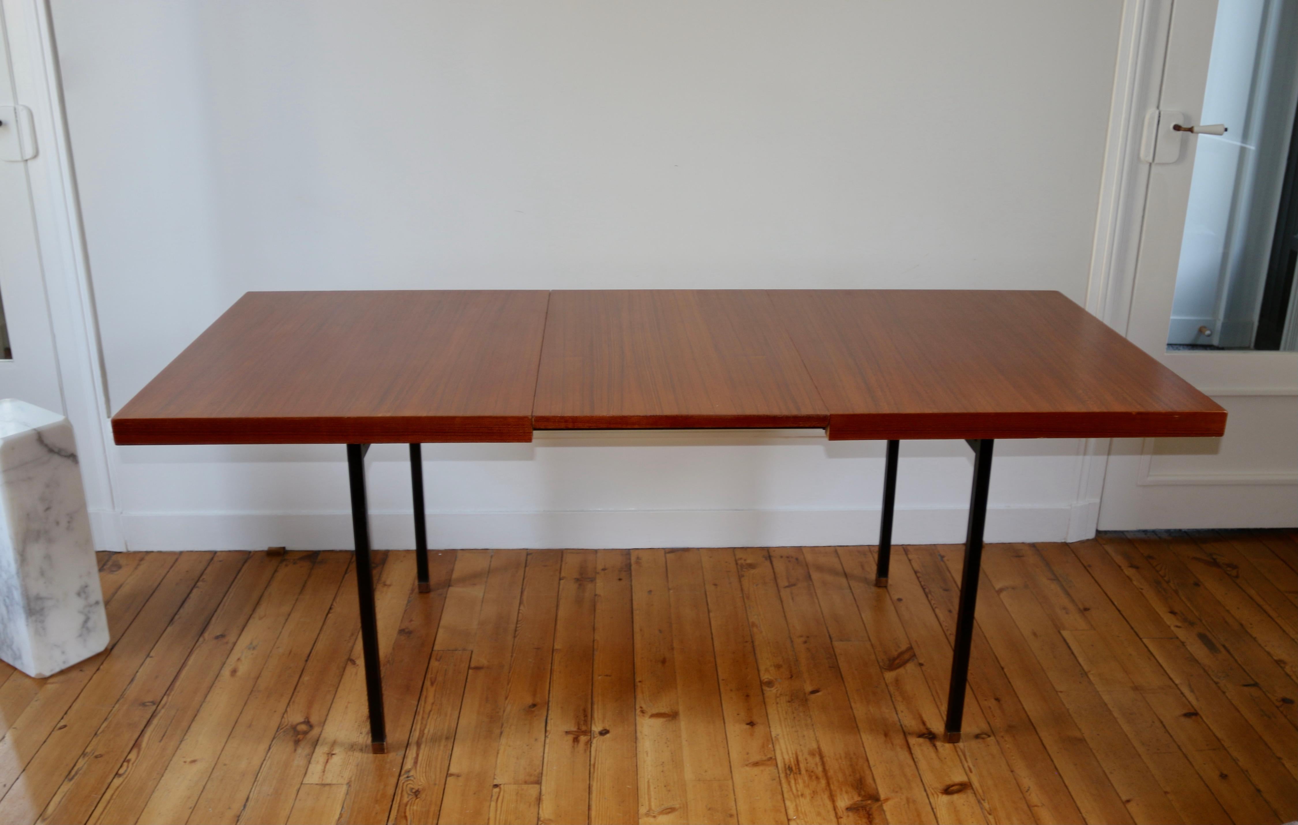 Teak Table vintage moderniste teck Paul Geoffroy Roche Bobois 1960 For Sale