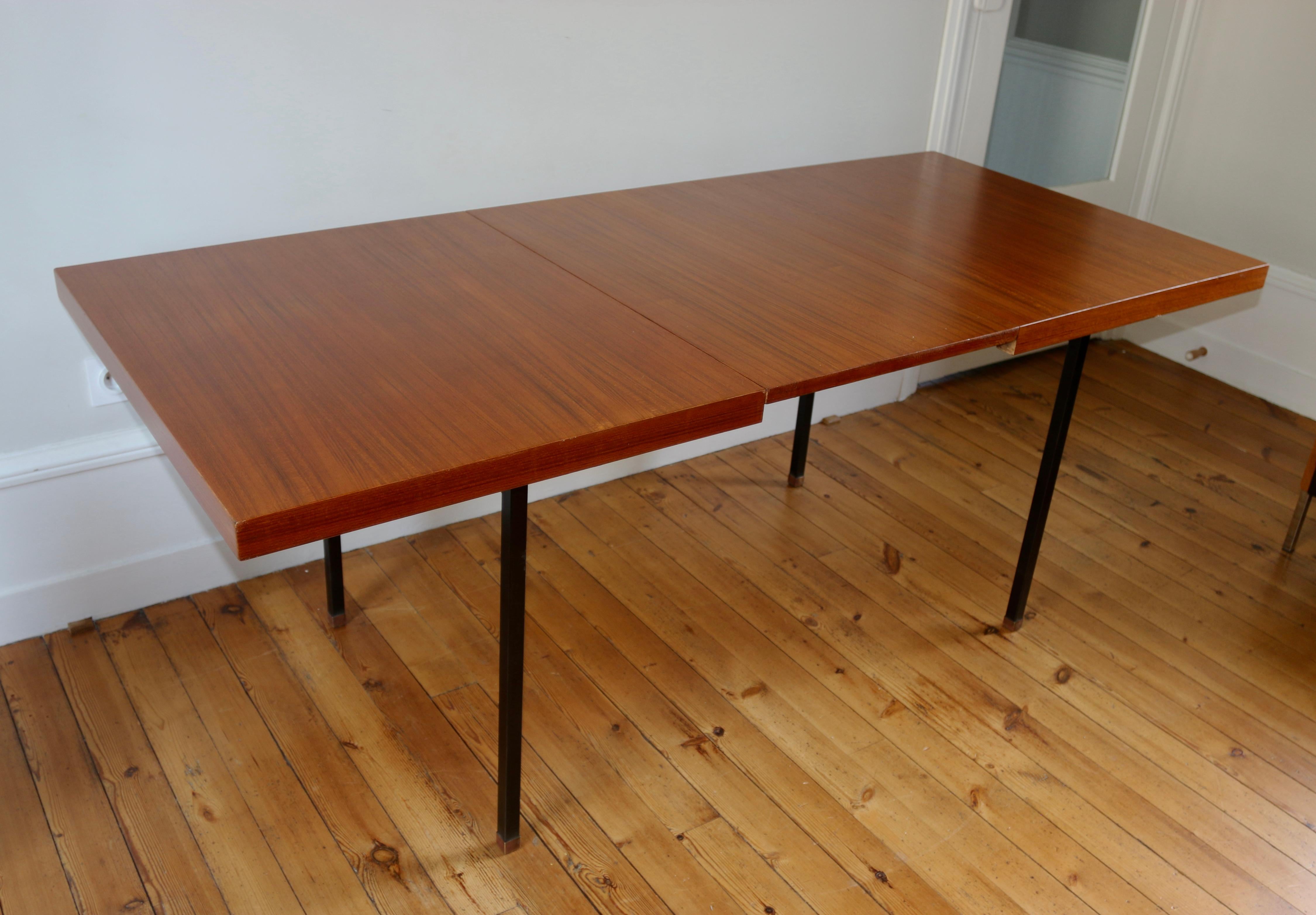 Table vintage moderniste teck Paul Geoffroy Roche Bobois 1960 For Sale 1