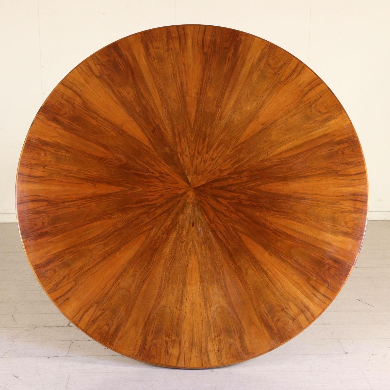 Mid-Century Modern Table Walnut Concentric Slices Vintage, Italy, 1950s