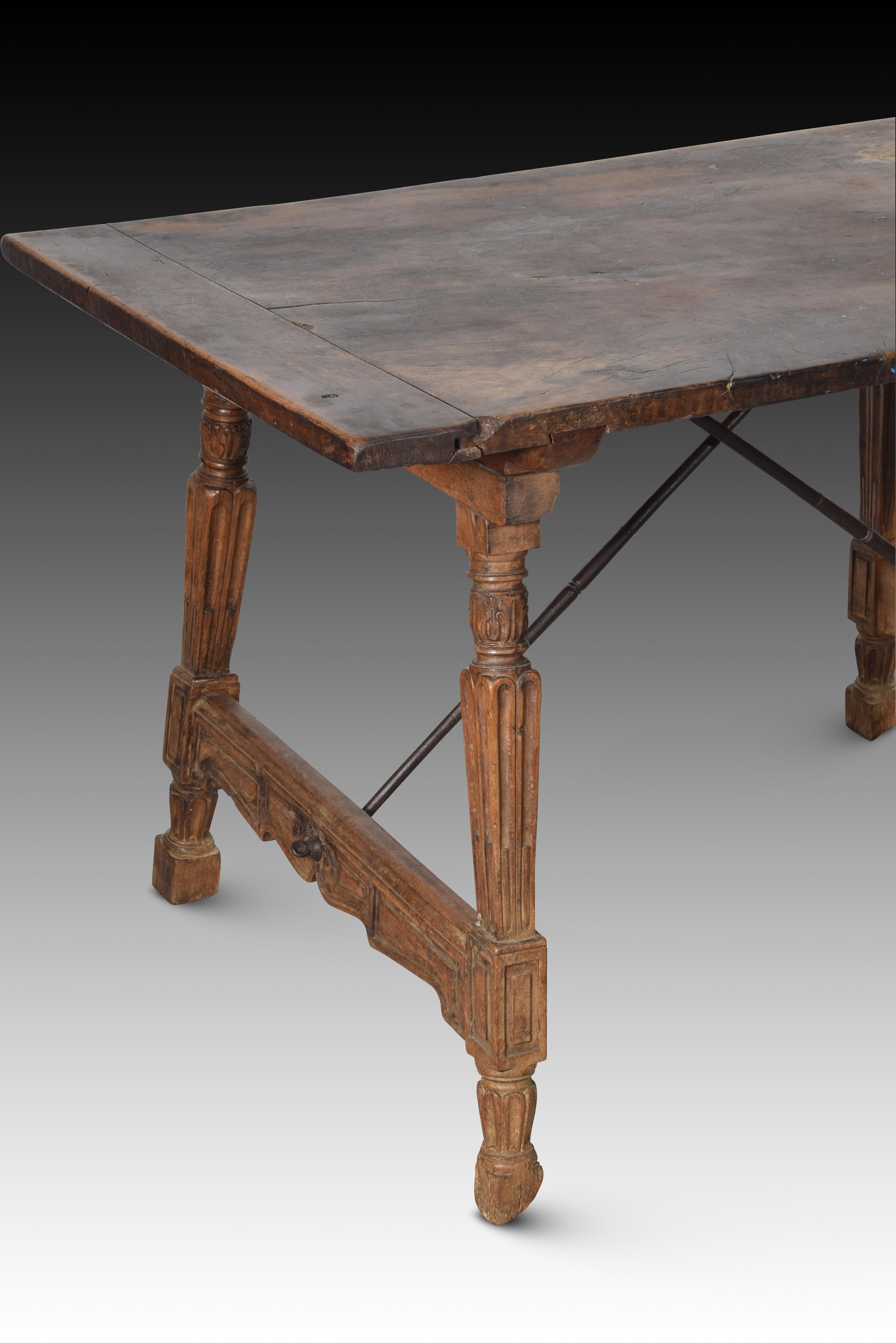 Renaissance Table, Walnut, Iron, Spain, 16th Century