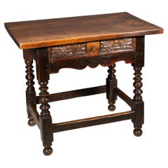 Table. Walnut wood, iron. Spanish school, Guadalajara, 17th century.