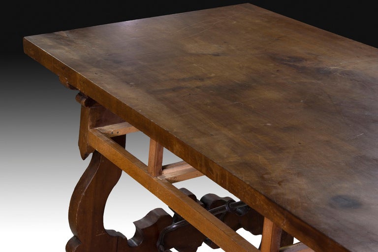 Baroque Table Walnut, Wrought Iron, León Spain, 17th Century For Sale