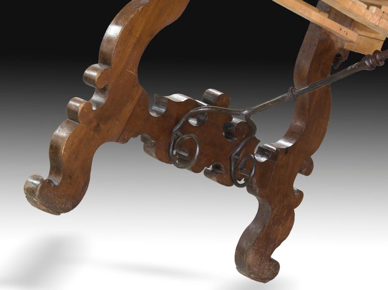 18th Century and Earlier Table Walnut, Wrought Iron, León Spain, 17th Century For Sale