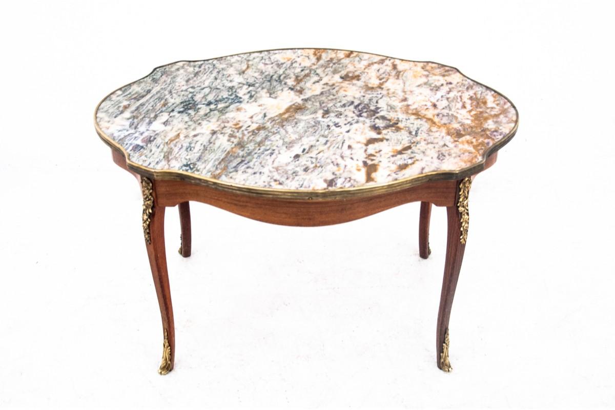 Walnut Table with a Stone Top, France, circa 1900s