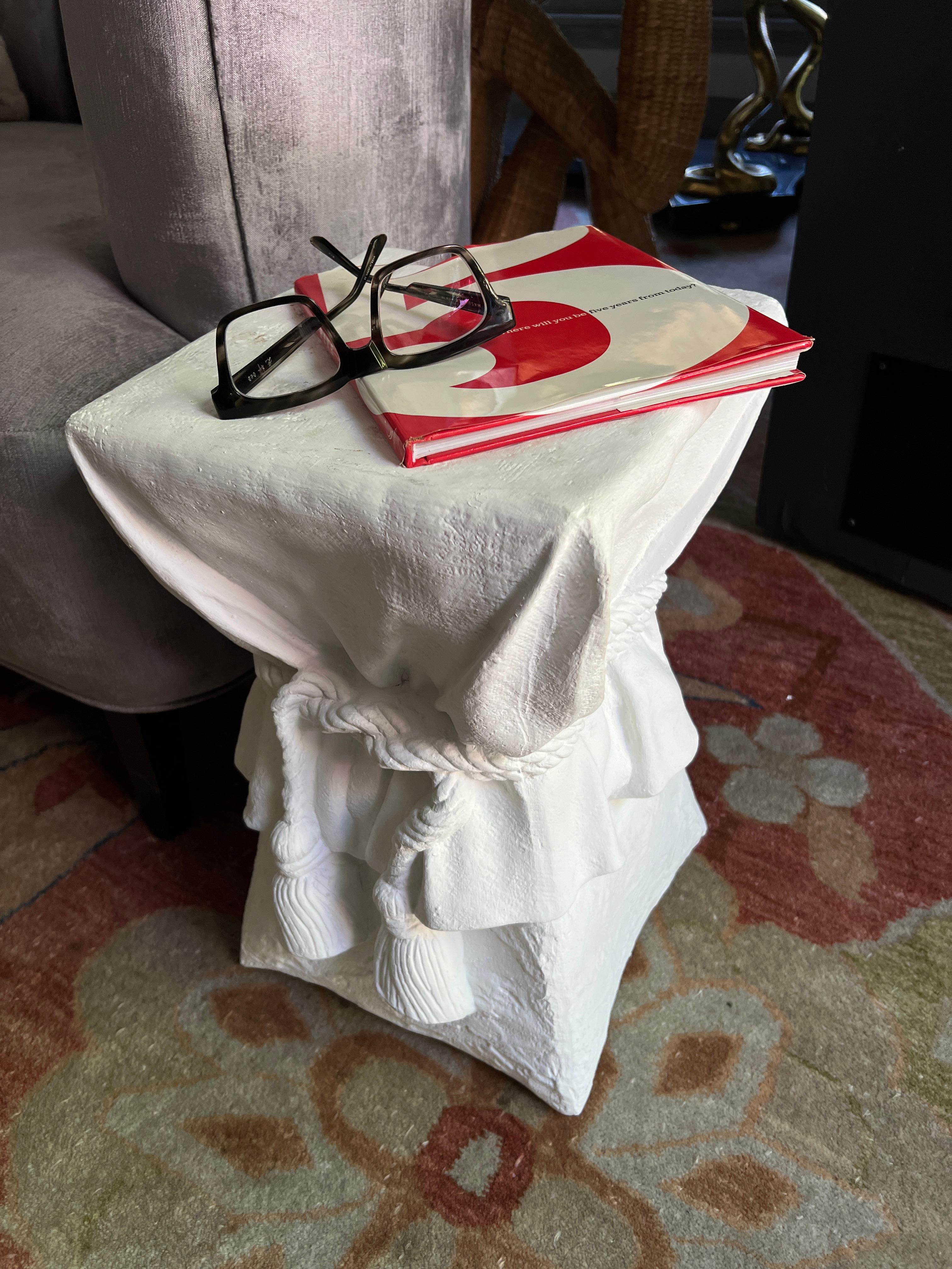 Table with Cast Fabric Cinched with Rope Tassel in the Style of John ...