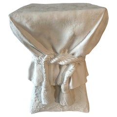 Table with Cast Fabric Cinched  with Rope Tassel in the Style of John Dickinson