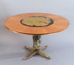 Table with central column in majolica Prod. Vittorio Bega Furniture Bologna