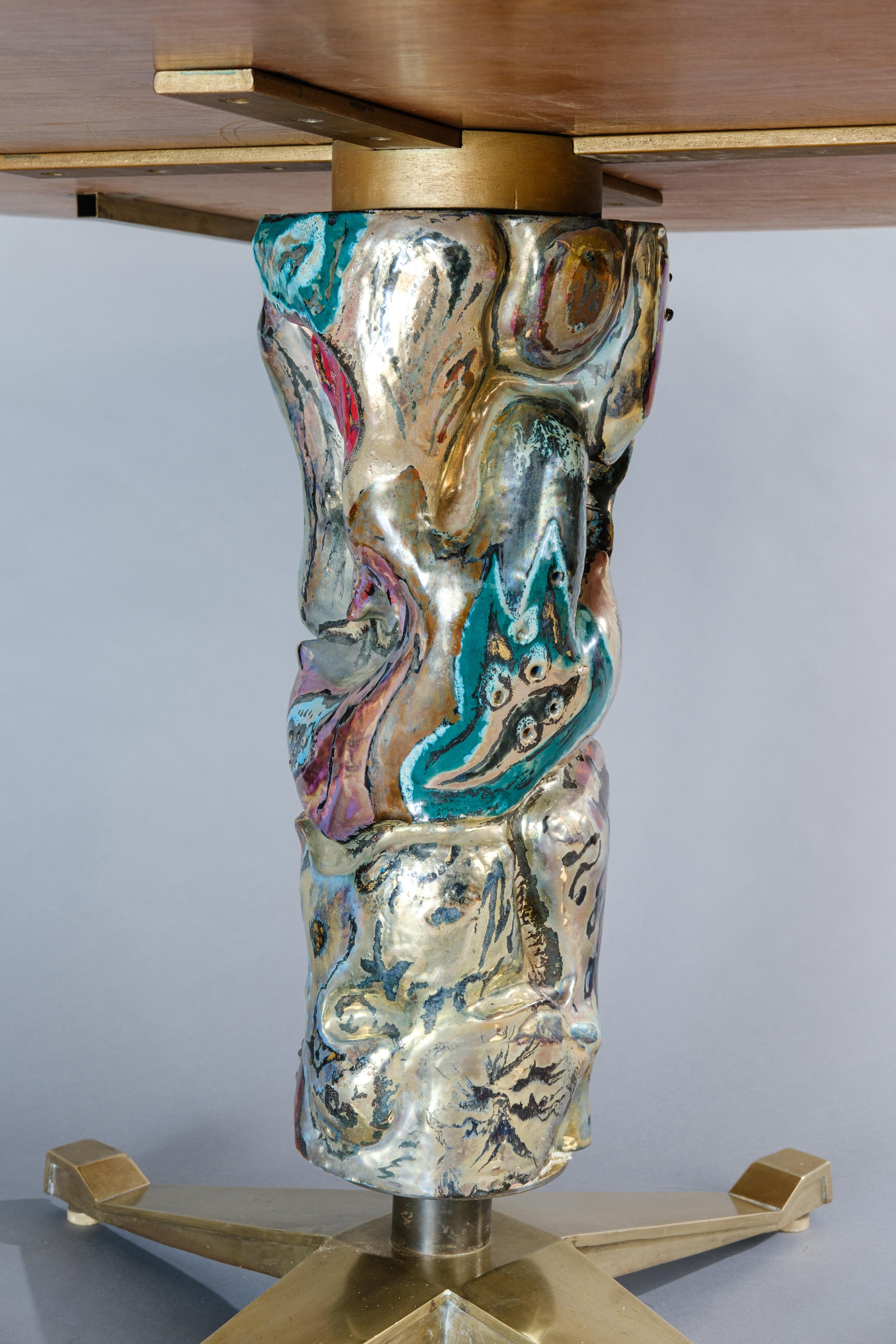 Table with central column in majolica Prod. Vittorio Bega Furniture Bologna In Good Condition For Sale In London, GB