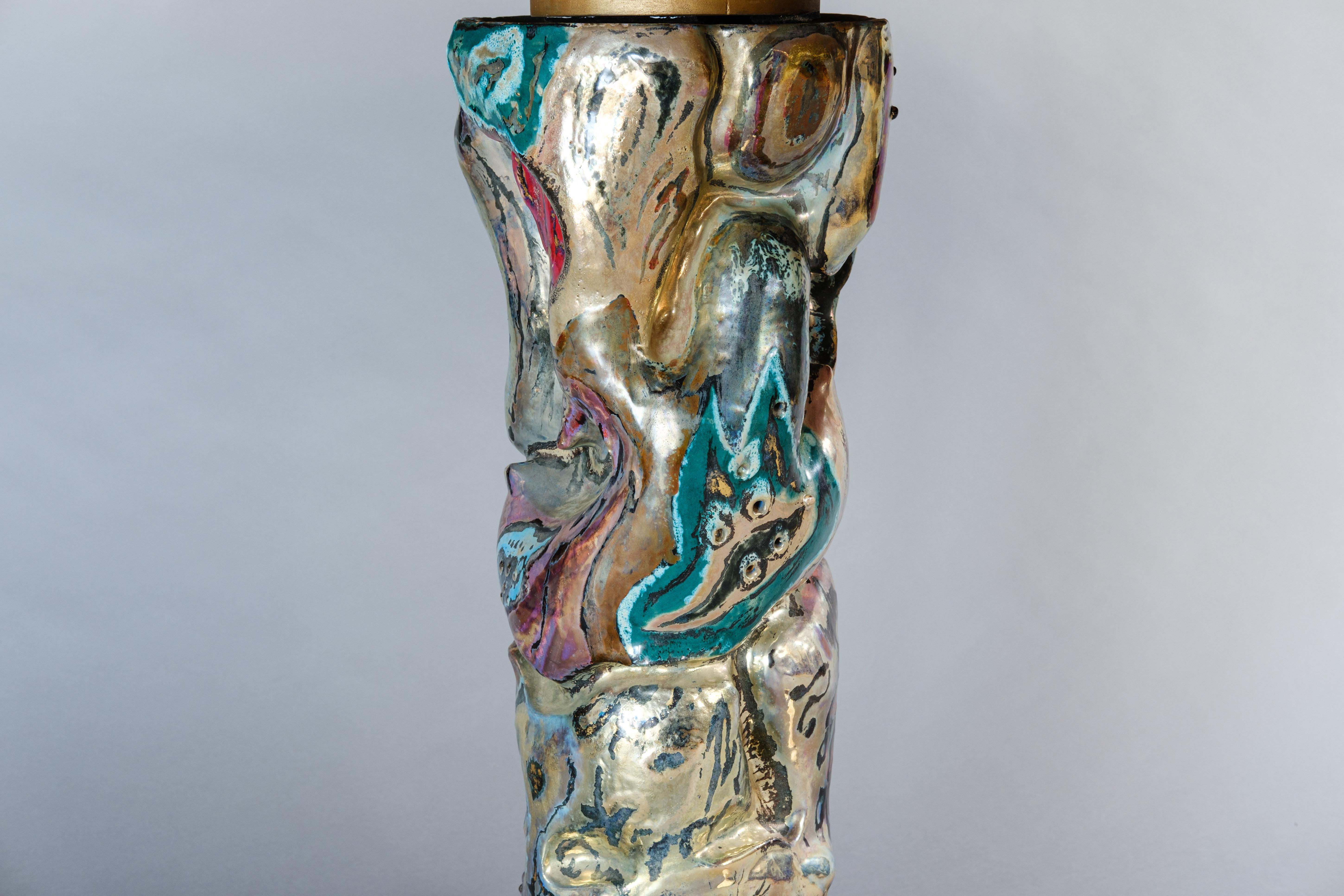 20th Century Table with central column in majolica Prod. Vittorio Bega Furniture Bologna For Sale