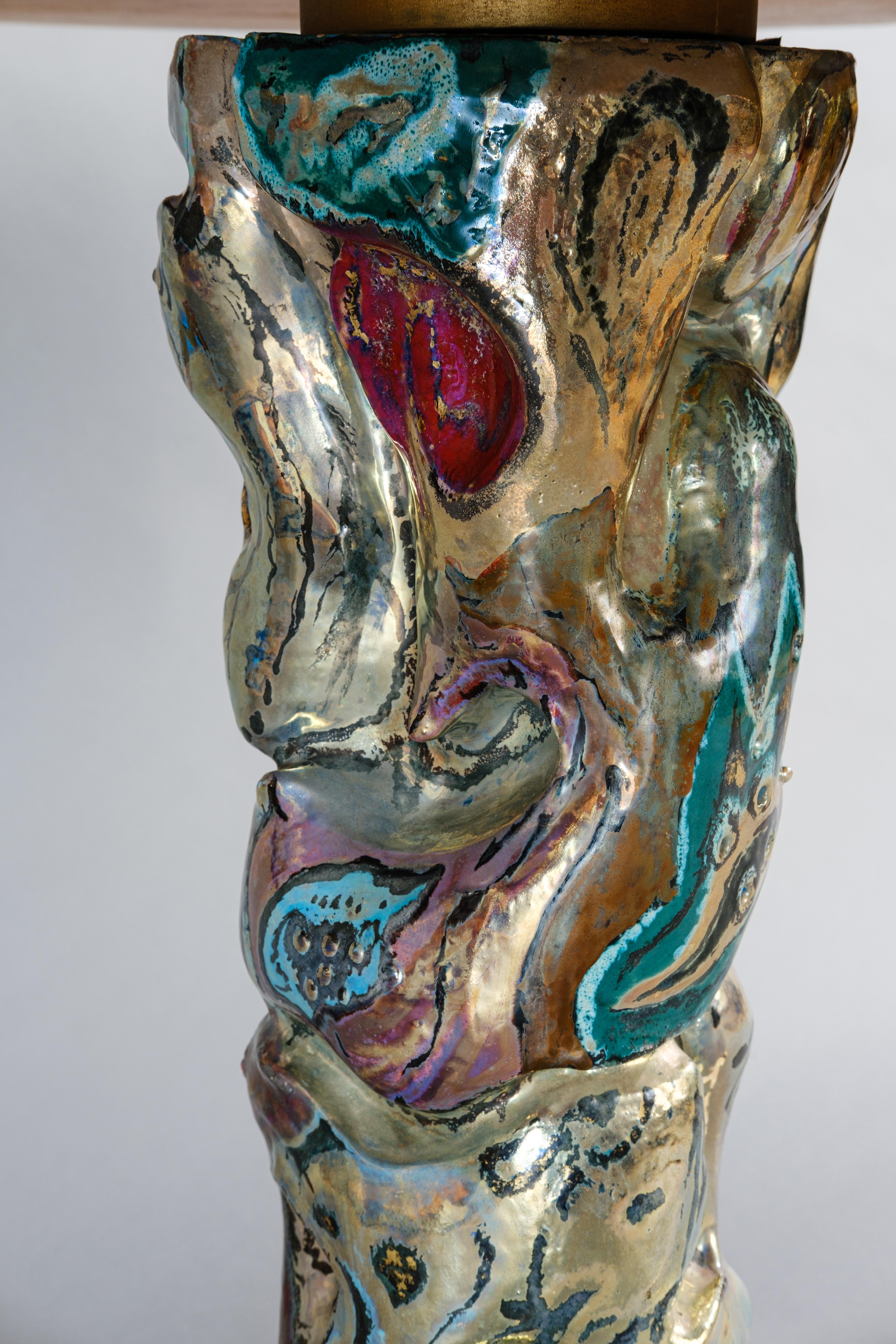 Table with central column in majolica Prod. Vittorio Bega Furniture Bologna For Sale 1