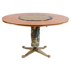 Table with central column in majolica Prod. Vittorio Bega Furniture Bologna