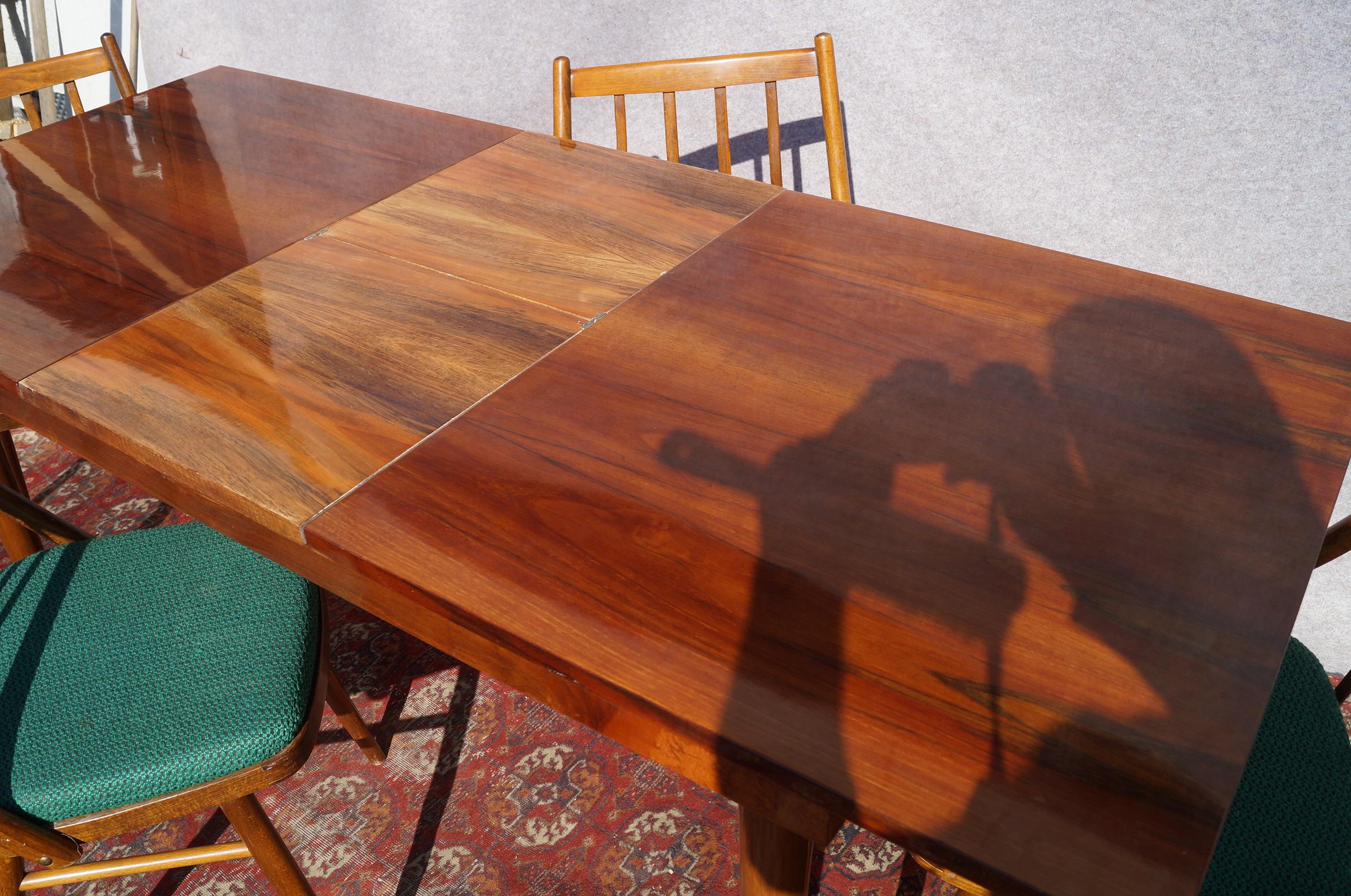 Walnut Table with Chairs, 1960 For Sale