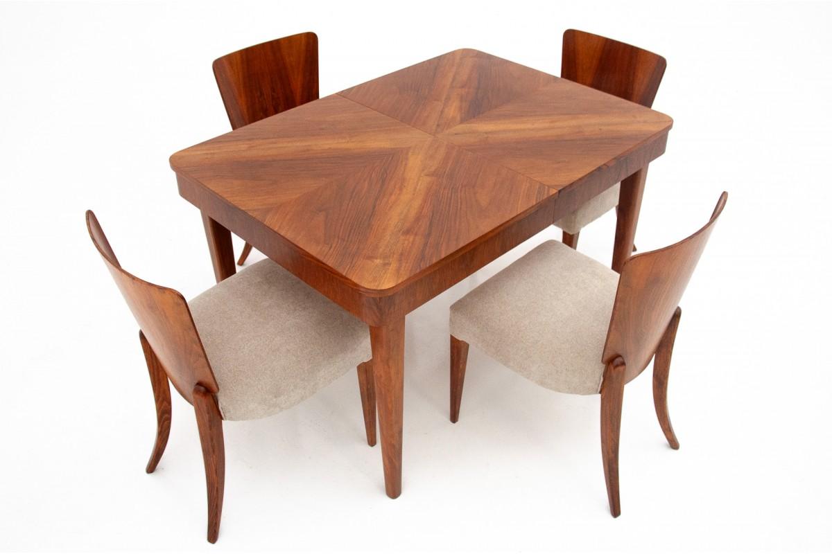 Art Deco Table with chairs, Czechoslovakia. After renovation.