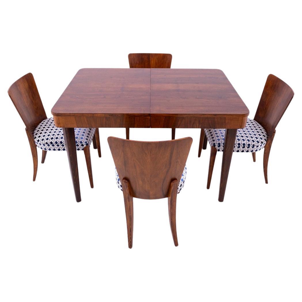 Table with chairs designed by J. Halabal from the 1930s, Czechoslovakia. After r For Sale