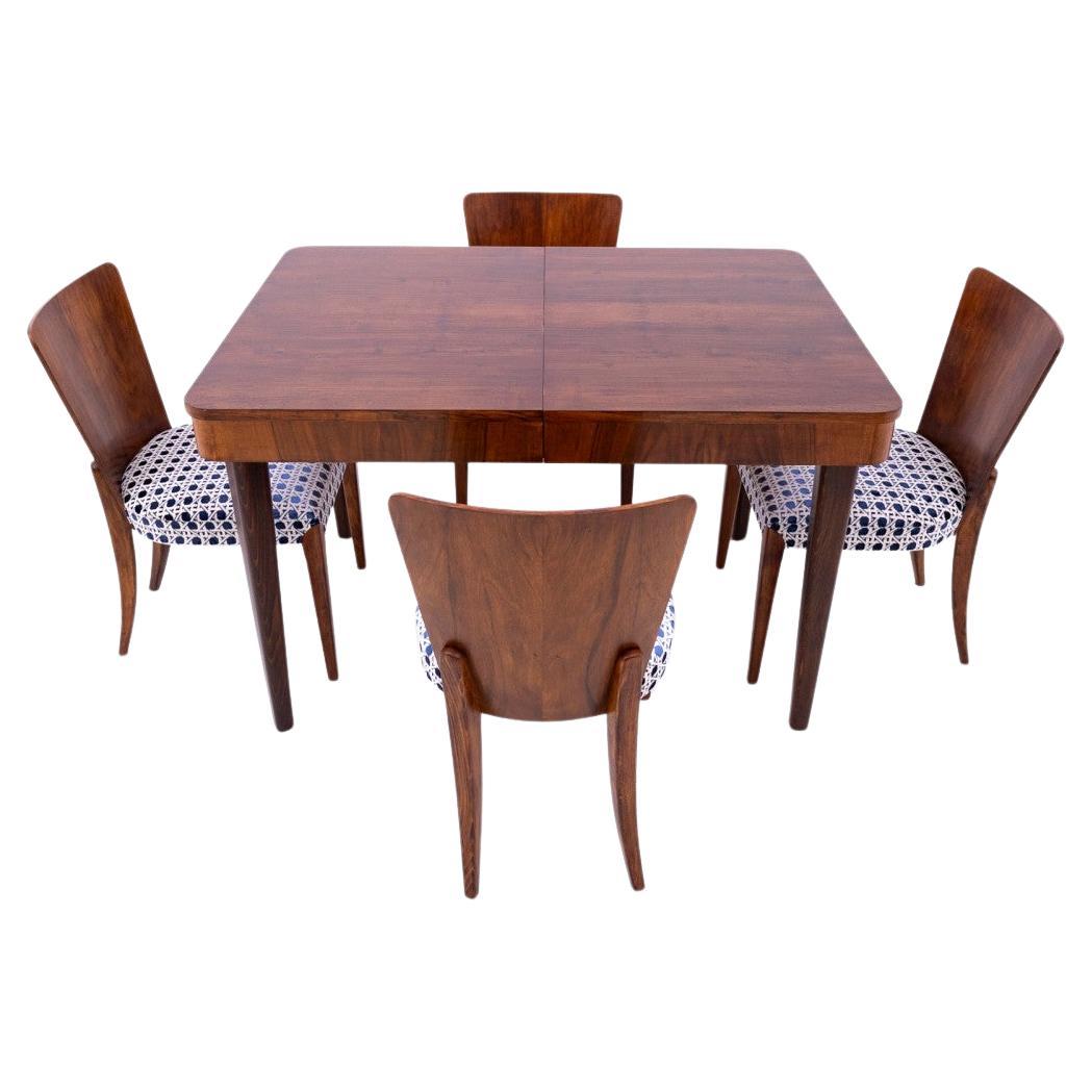 Table with chairs designed by J. Halabal from the 1930s, Czechoslovakia.