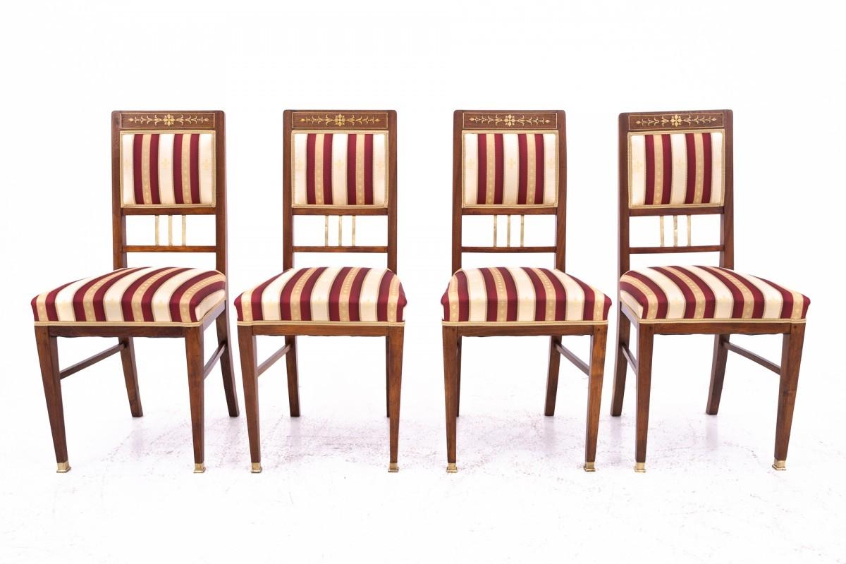 Table with chairs in Empire style, France. In Good Condition For Sale In Chorzów, PL