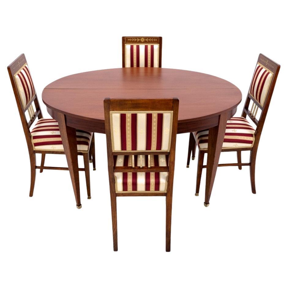 Table with chairs in Empire style, France. For Sale