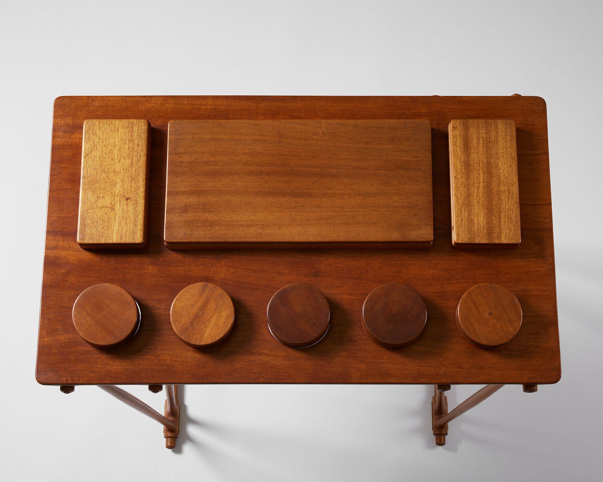 Brass Table with compartments designed by Brockmann Petersen for Louis G Thiersen