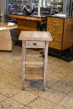 Table with Drawer Art Deco, France, 1930, Material : Wood Pickled Oakand bronze