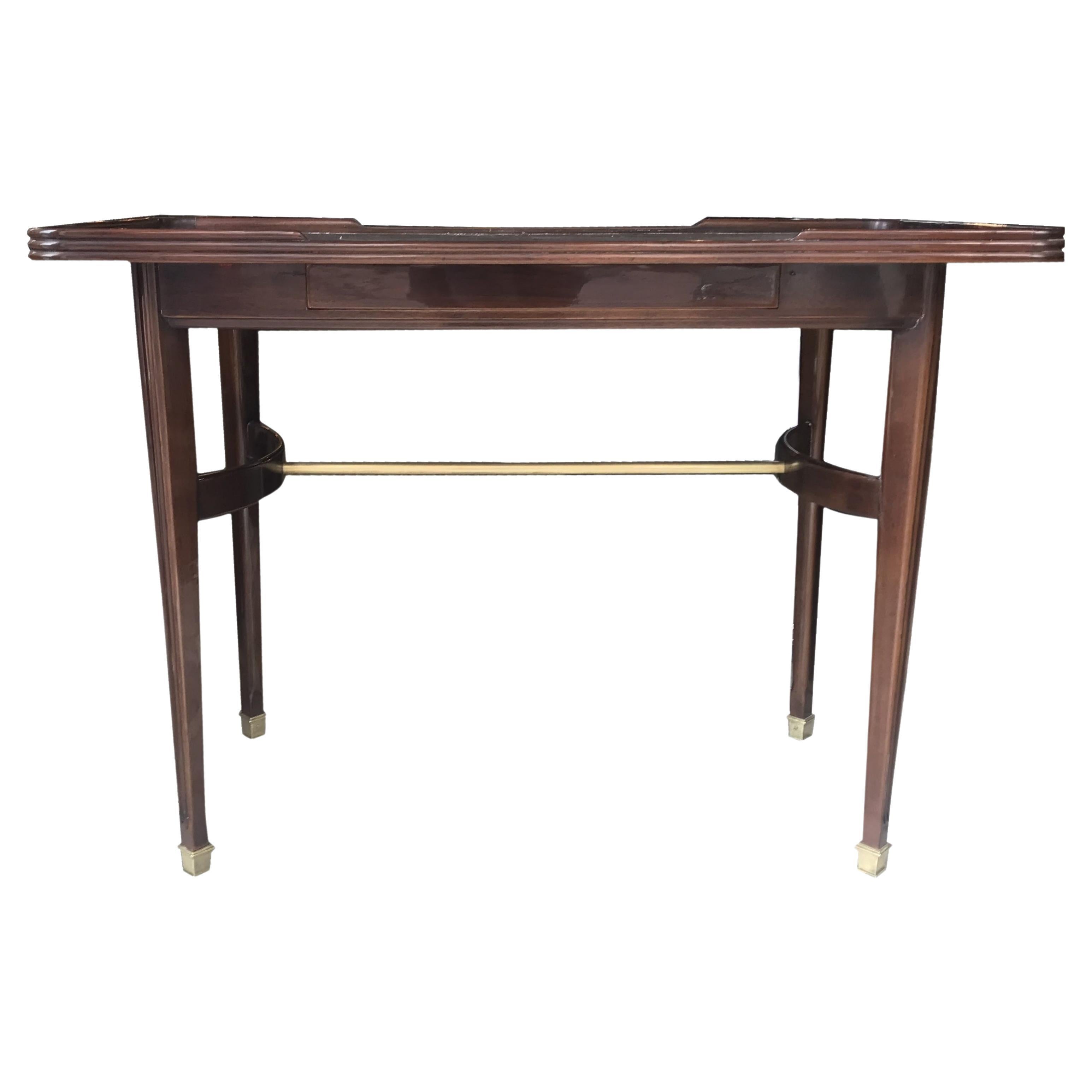 Table with Drawer, France, 1925, Art Deco in Wood and Bronze