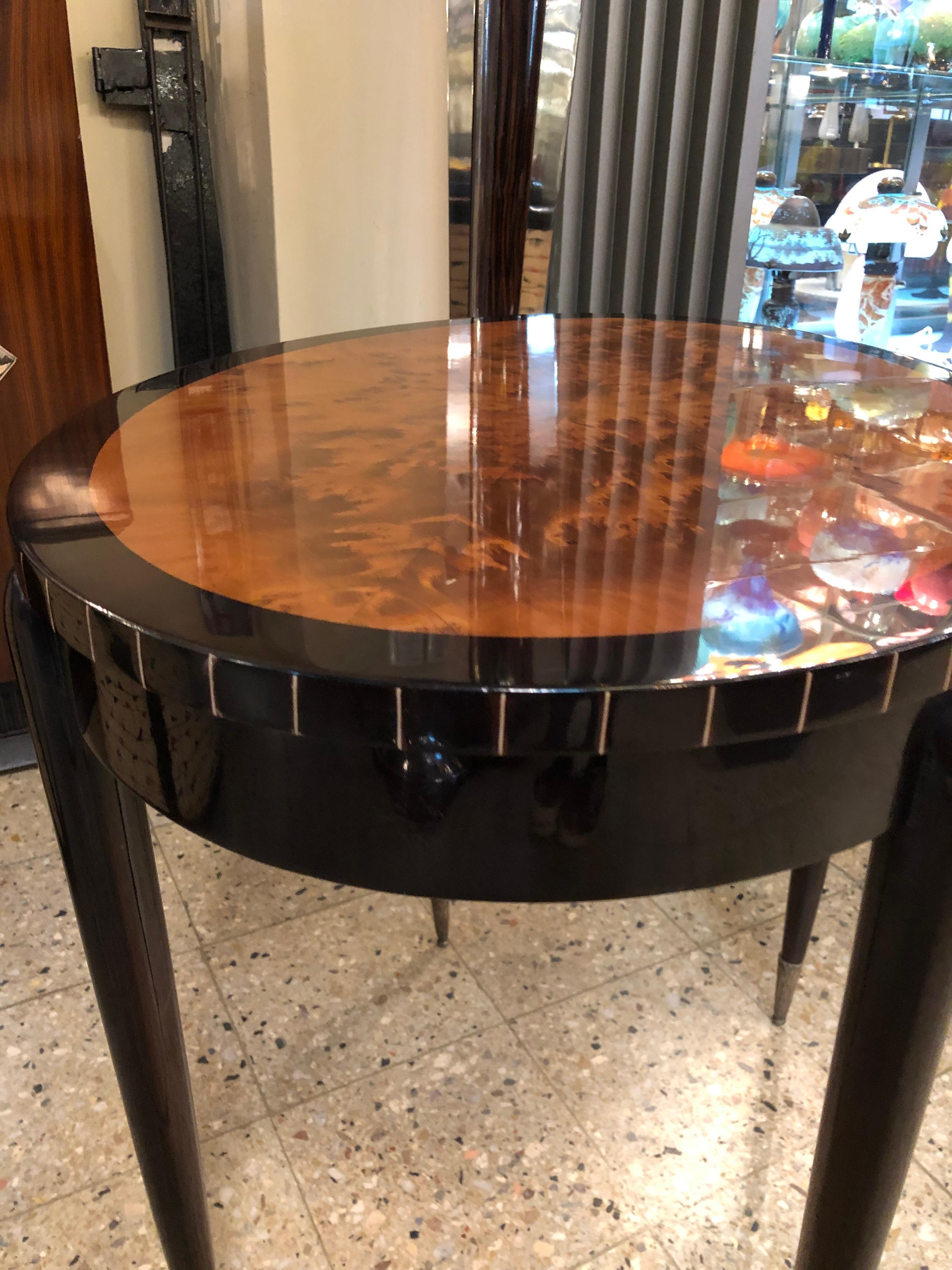 Table avec tiroir en bois et bronze plaqué argent, 1920, France en vente 3