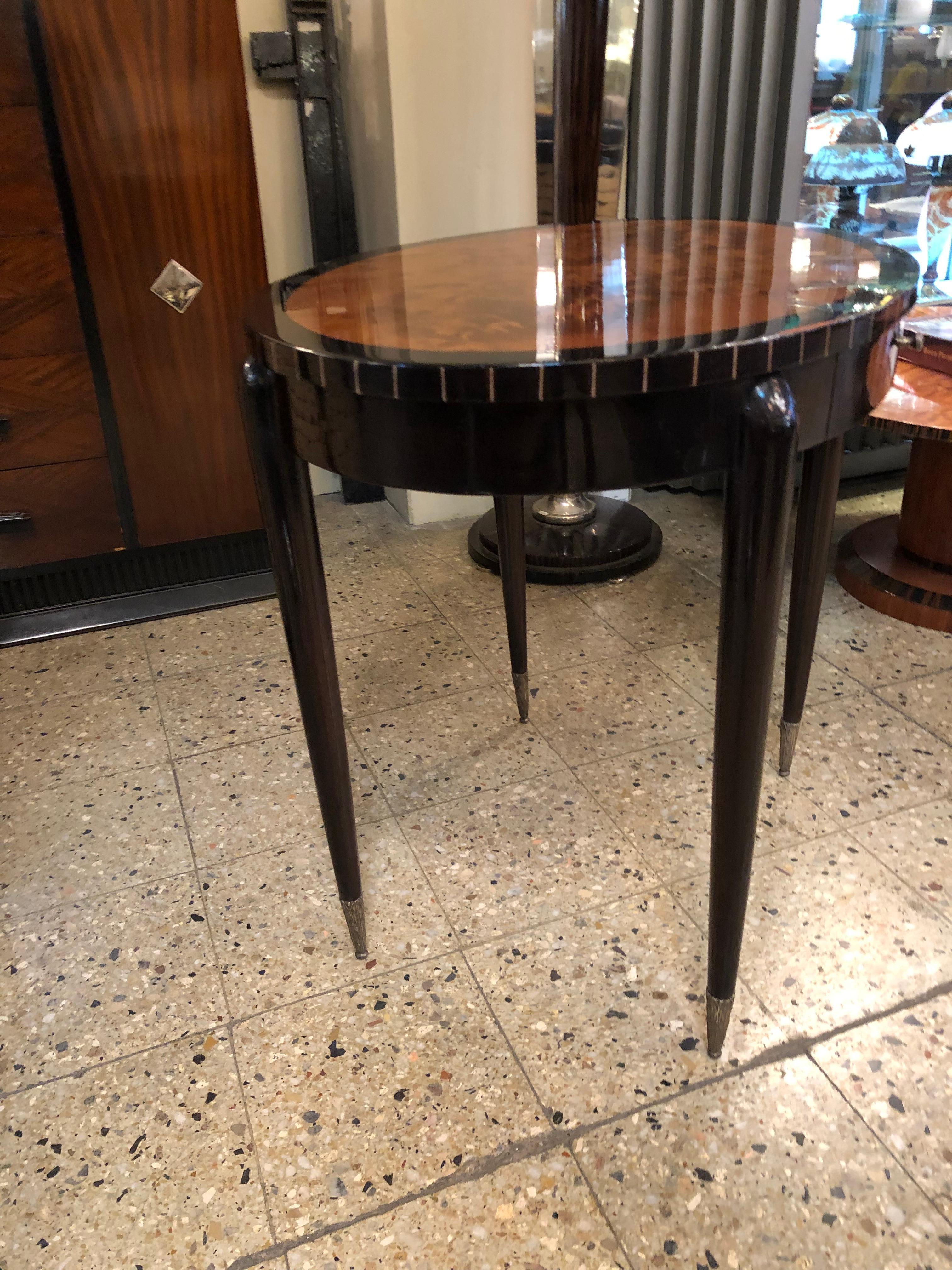 Table with Drawer in Wood and Silver Plated Bronze, 1920, France For Sale 3