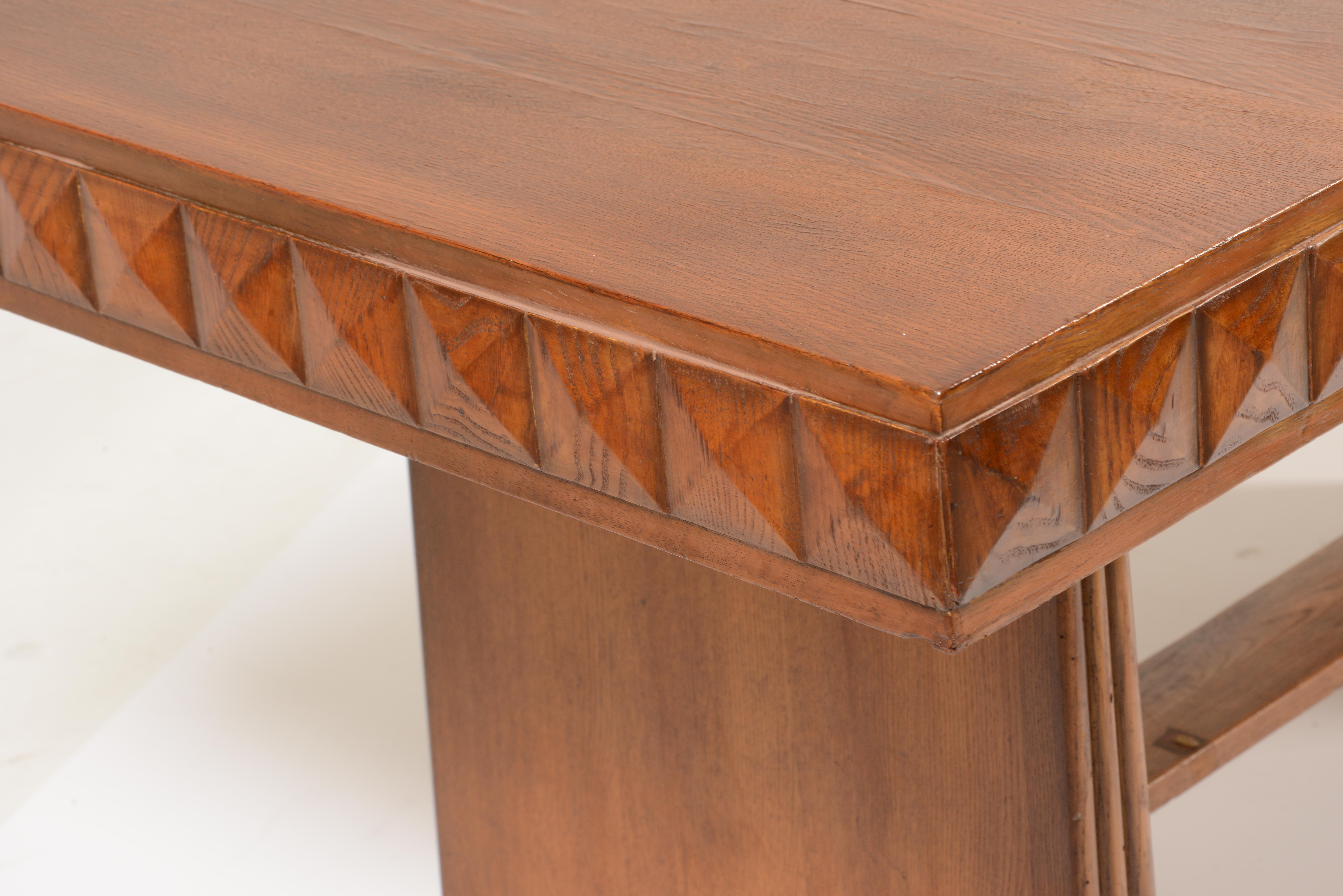 Table with Faceted Edge Motif and Fluted Panel Legs, Italy, 1940's For Sale 2
