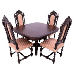 Table with four chairs, Renaissance style, Germany, circa 1870