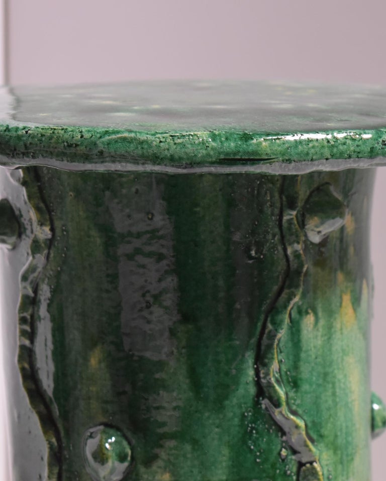 Table with Green Glaze and Relief Decoration For Sale at 1stDibs